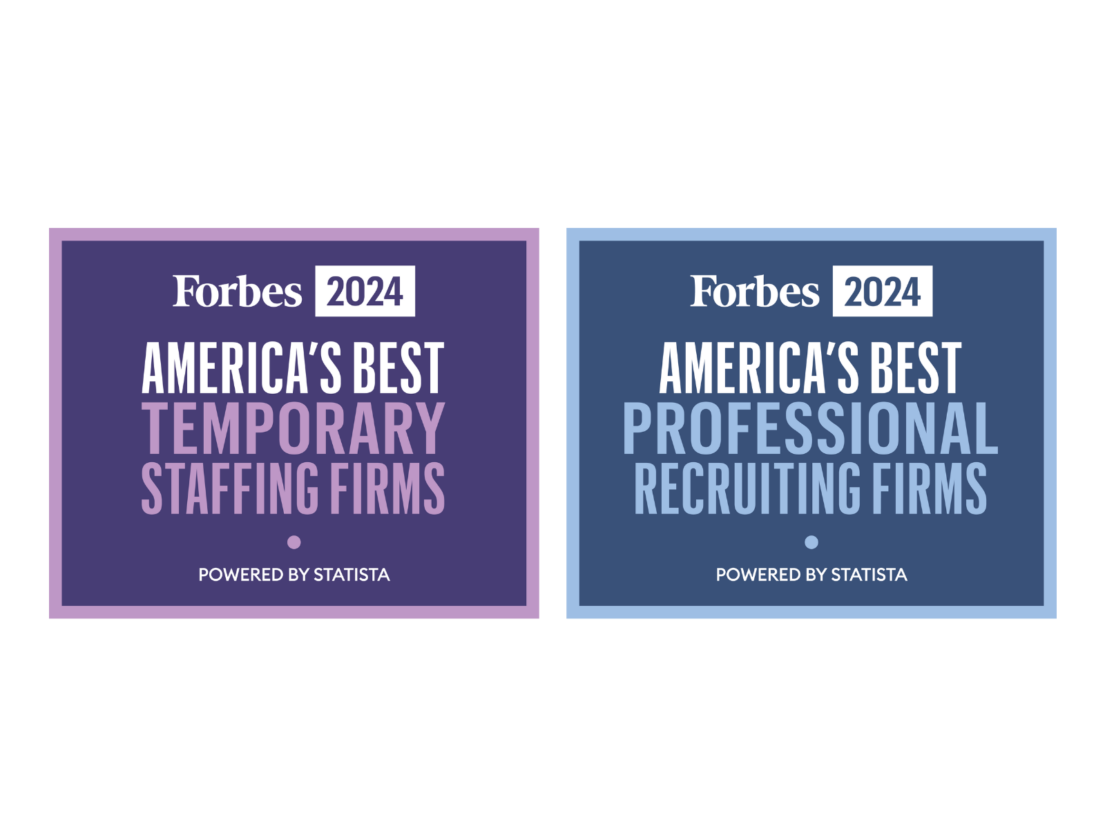 Two rectangular Forbes logos purple nad blue